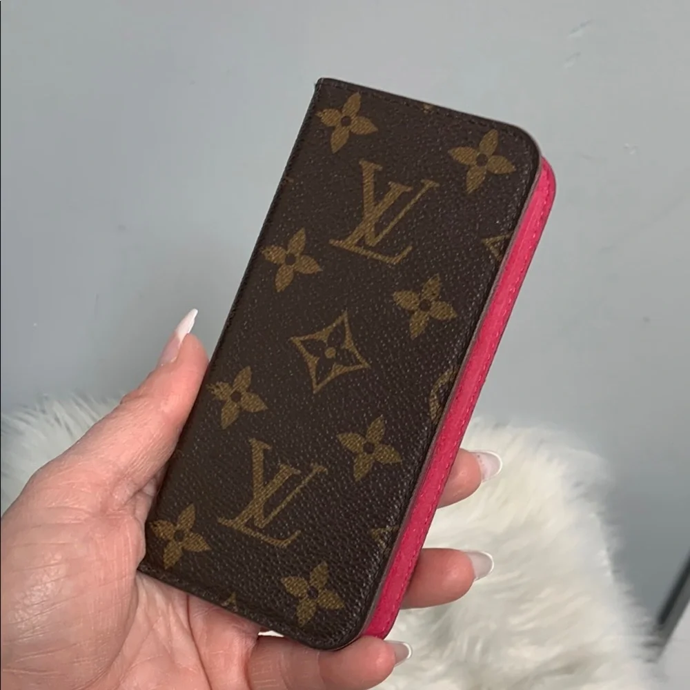 Authentic Louis Vuitton iPhone 7 monogram and hot pink phone case